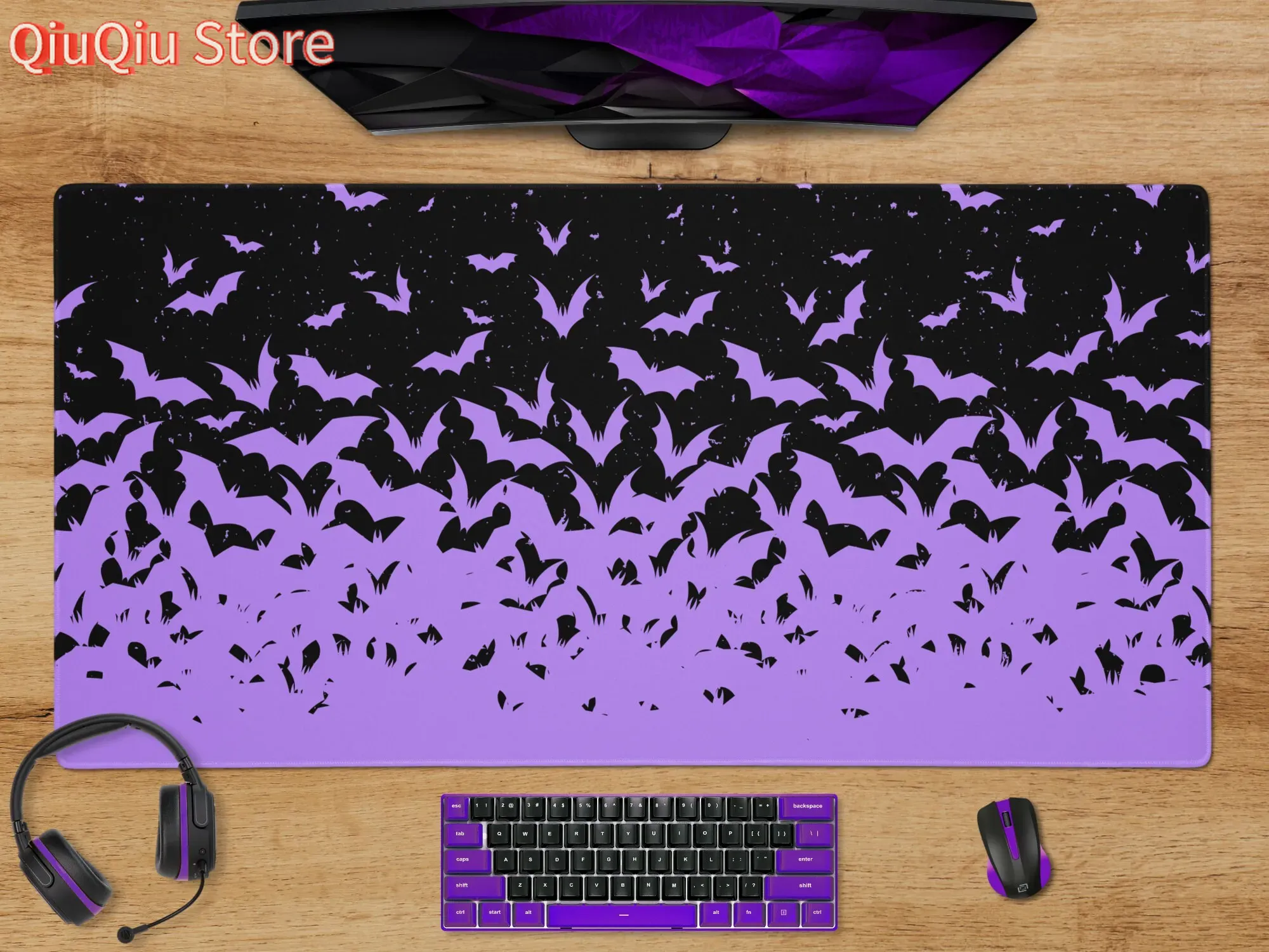 Tradescantia Purple - Morcegos halloween tapete de mesa roxo
