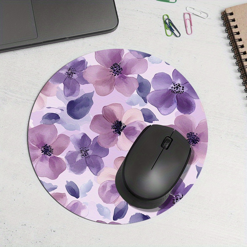 1pc roxo floral redondo mouse  - Tradescantia Purple avaliação e preço