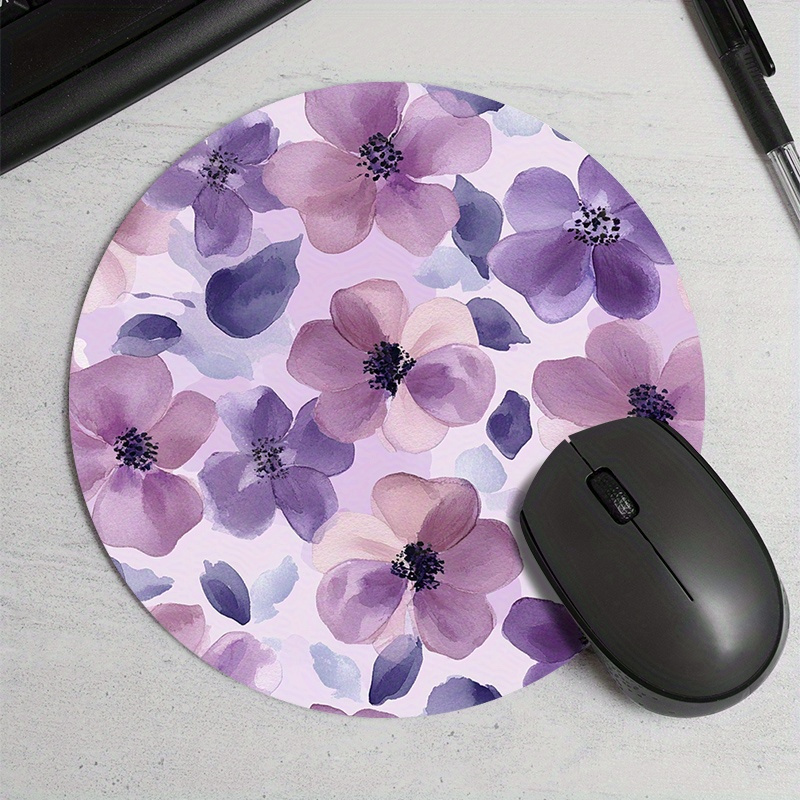 1pc roxo floral redondo mouse  - Tradescantia Purple avaliação e preço
