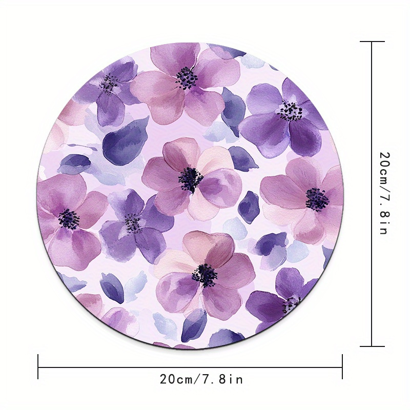 1pc roxo floral redondo mouse  - Tradescantia Purple avaliação e preço